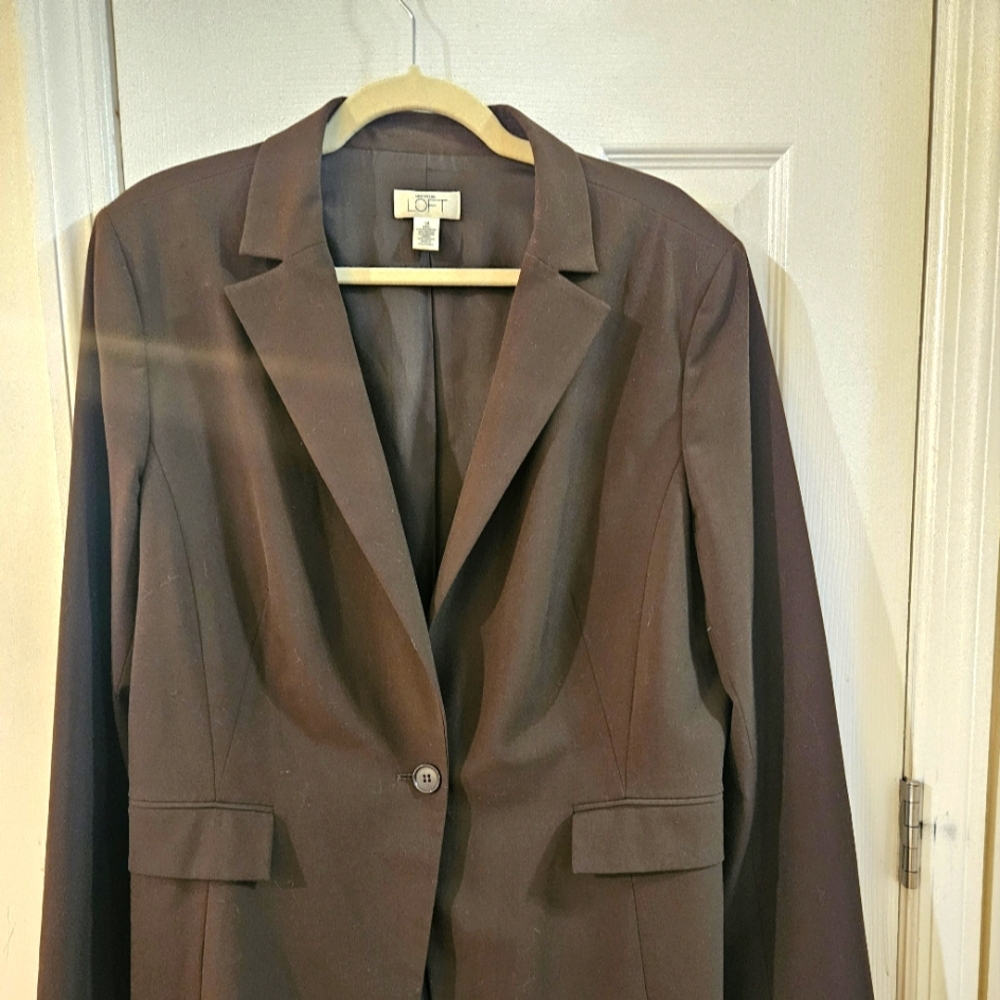 LOFT Brown Blazer Classic Suit Jacket